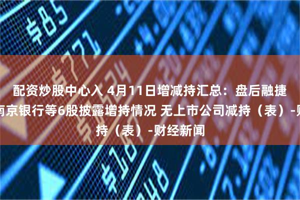 配资炒股中心入 4月11日增减持汇总：盘后融捷股份、南京银行等6股披露增持情况 无上市公司减持（表）-财经新闻